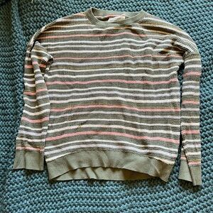 REI green striped sweater medium